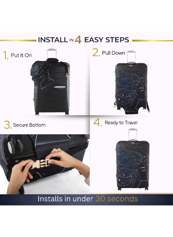 natOnat Travel Luggage Cover Protector - Suitcase Cover - Stretchy, Washable Spandex & Polyester - Protects Against Dirt & Scratches - Lunara Design - Fits 48-53 CM Height (Small) - Image 5